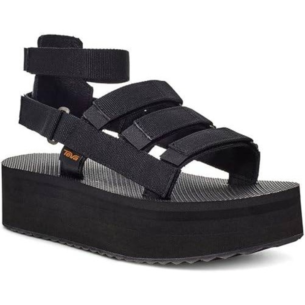 Teva Flatform Mevia Womens Sandals Size 10 Black Platform Gladiator Strappy NWT